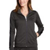 Ladies Sport-Tek ® Tricot Track Jacket -Athletic Shop 10126 GraphGreyBlk 1 LST94GraphGreyBlkModelFront 1200W