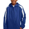 Sport-Tek Youth Fleece Lined Colorblock Jacket -Athletic Shop YST81TrueRoyalWhtModelFront 337W
